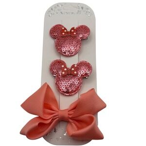 Chloe Accessory Disney Minnie Mouse Sequin Hair Clips and Bow Set Coral